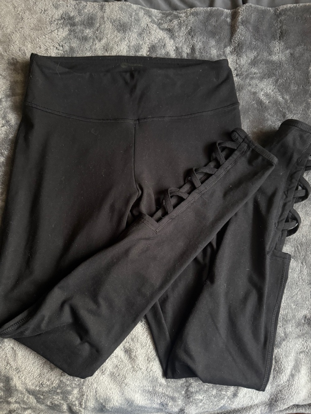 Black Lattice Side Leggings - Women